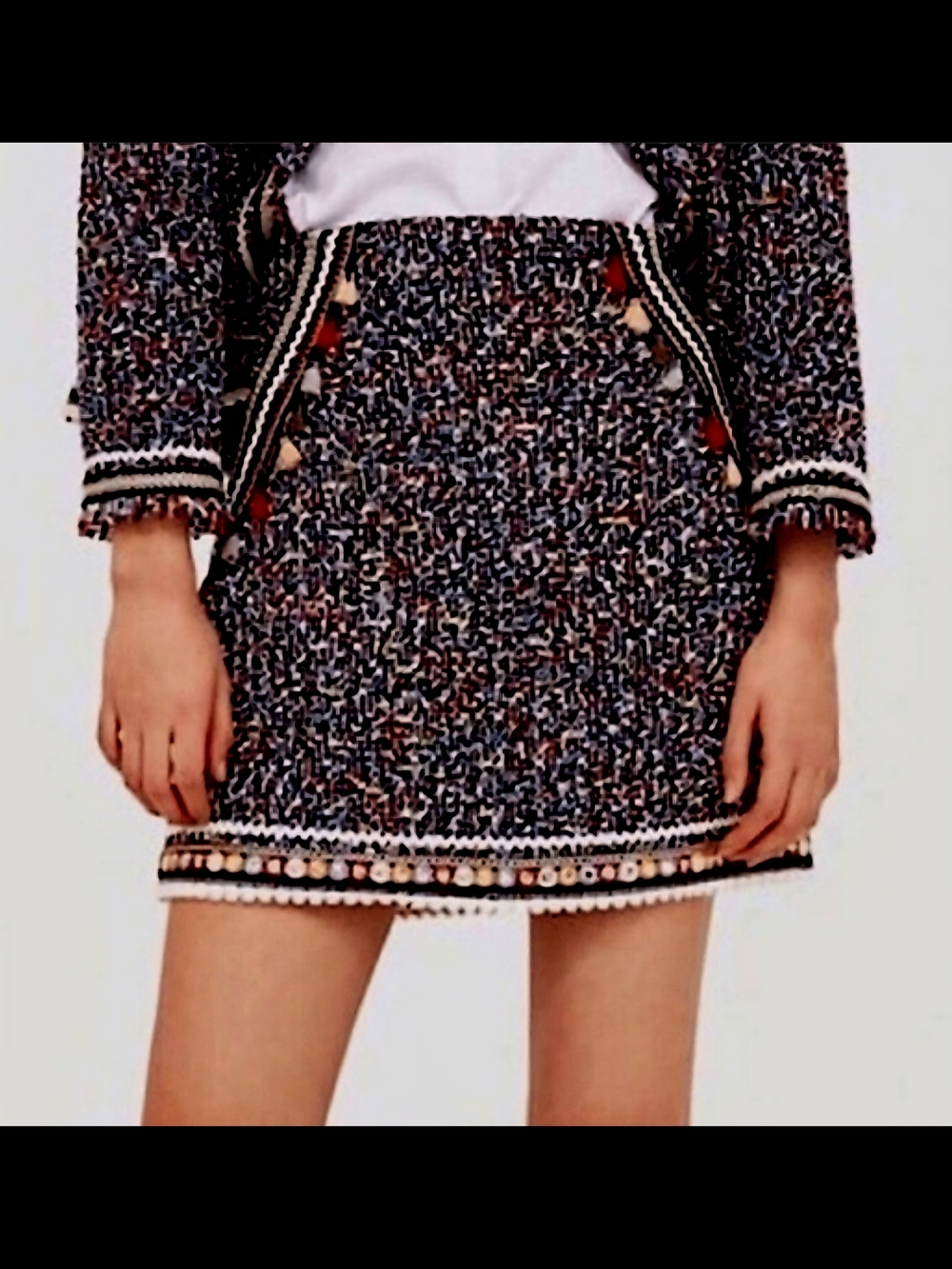 Zara Textured Multicolor Tweed Mini Skirt size S